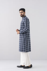 Navy Check Panjabi side